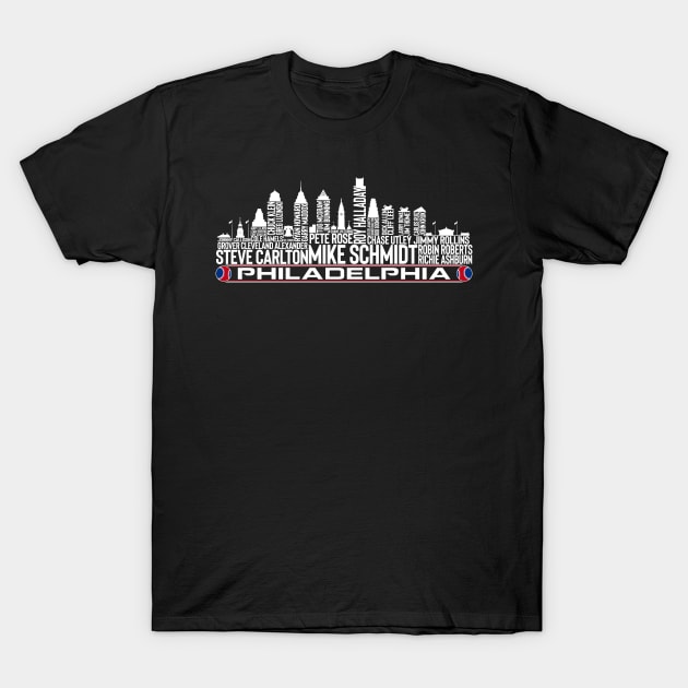 Philadelphia Baseball Team All Time Legends Philadelphia City Skyline T-Shirt by Baswan D'apparel Ish